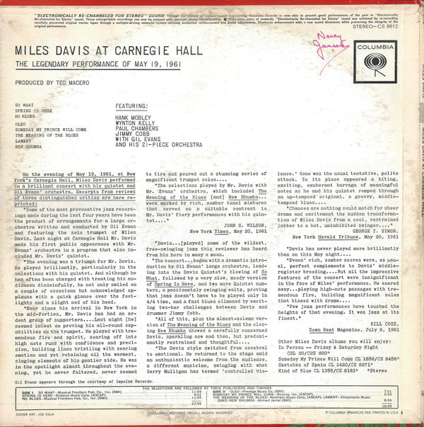 Miles Davis : Miles Davis At Carnegie Hall (LP, Album)
