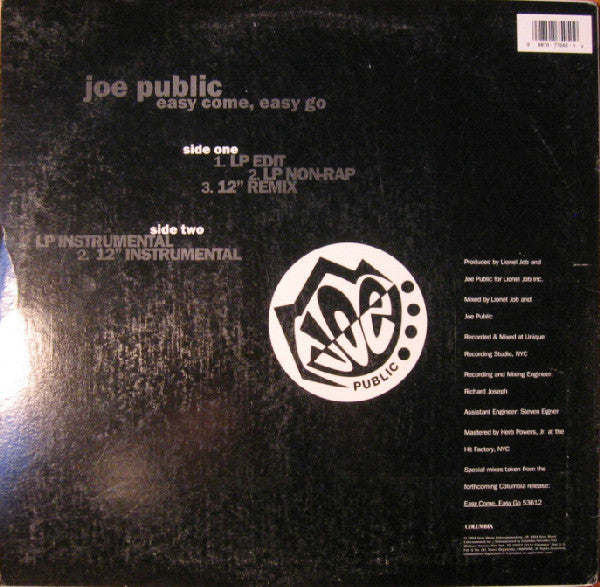 Joe Public : Easy Come, Easy Go (12", Single)