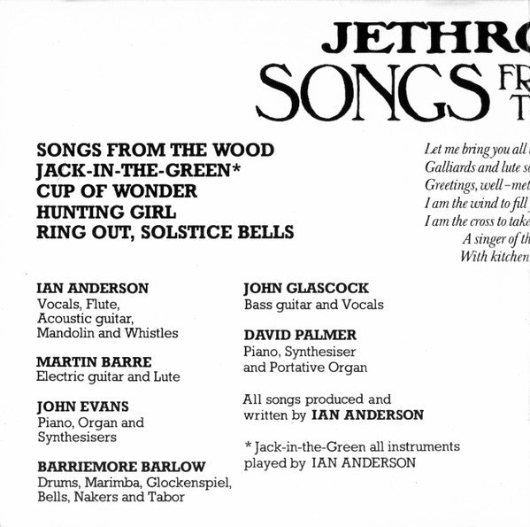 Jethro Tull : Songs From The Wood (CD, Album, RE)
