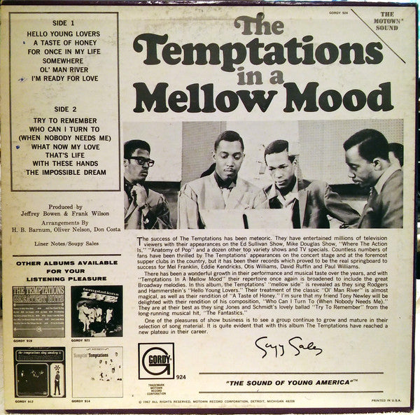 The Temptations : In A Mellow Mood (LP, Album, Ind)
