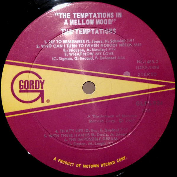 The Temptations : In A Mellow Mood (LP, Album, Ind)