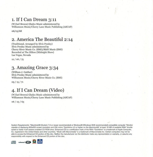 Elvis Presley : America The Beautiful (CD, Single, Enh, RM)