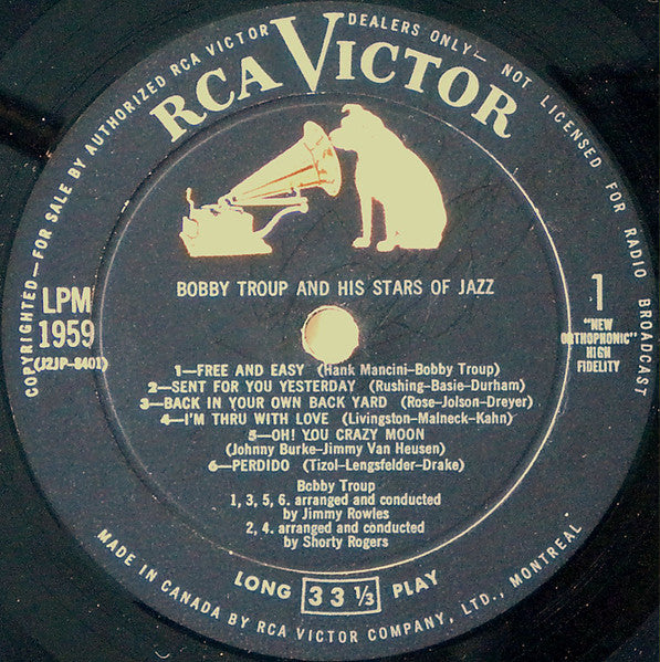 Bobby Troup And His Stars Of Jazz : Bobby Troup And His Stars Of Jazz (LP, Album, Mono)