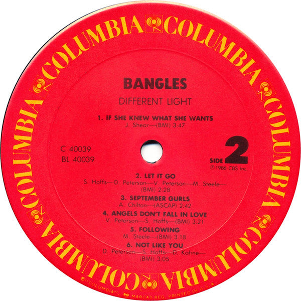 Bangles : Different Light (LP, Album, RE, Car)