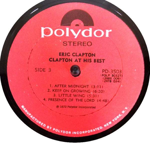 Eric Clapton : At His Best (2xLP, Comp, All)