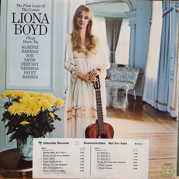Liona Boyd / Isaac Albéniz • Agustín Barrios Mangoré • Fernando Sor • Erik Satie • Claude Debussy • Francisco Tárrega • Carlos Payet • Milton Barnes : The First Lady Of The Guitar (LP, Album, Promo)