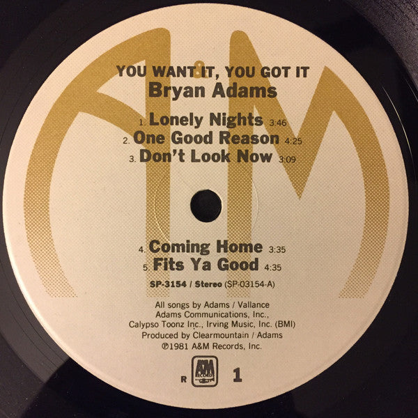 Bryan Adams : You Want It, You Got It (LP, Album, RE, R -)