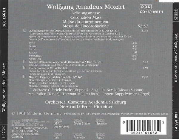 Wolfgang Amadeus Mozart : „Krönungsmesse“ (CD)