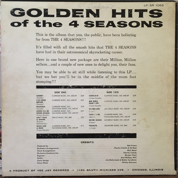The Four Seasons : Golden Hits Of The 4 Seasons (LP, Comp, Mono, Ame)