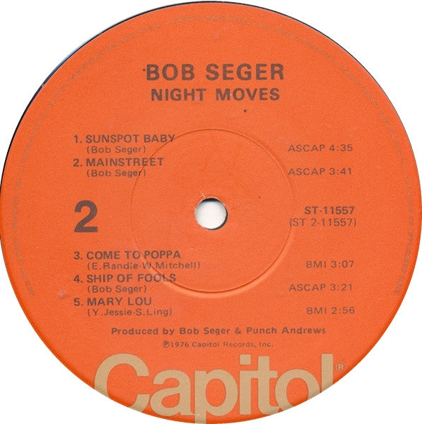 Bob Seger And The Silver Bullet Band : Night Moves (LP, Album, Jac)