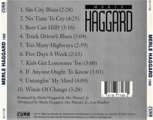 Merle Haggard : 1996 (CD, Album)