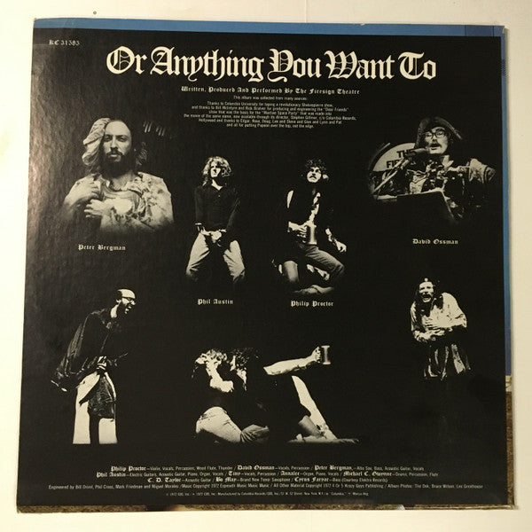 The Firesign Theatre : Not Insane Or Anything You Want To (LP, Ter)