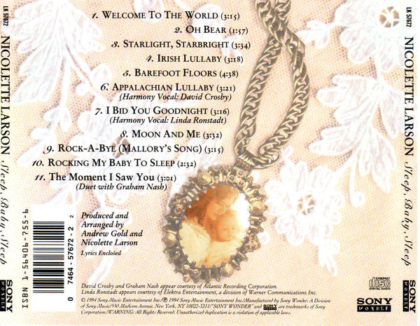 Nicolette Larson : Sleep, Baby, Sleep (Quiet Songs For Quiet Times) (CD, Album, RP)