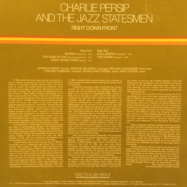 Charlie Persip And The Jazz Statesmen* : Right Down Front (LP)