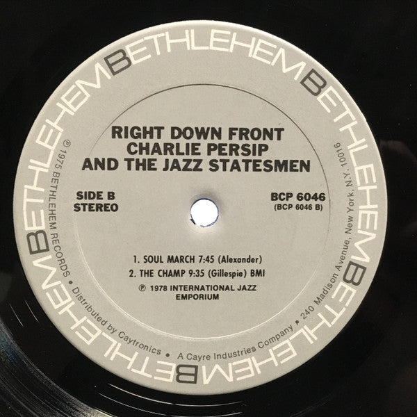 Charlie Persip And The Jazz Statesmen* : Right Down Front (LP)