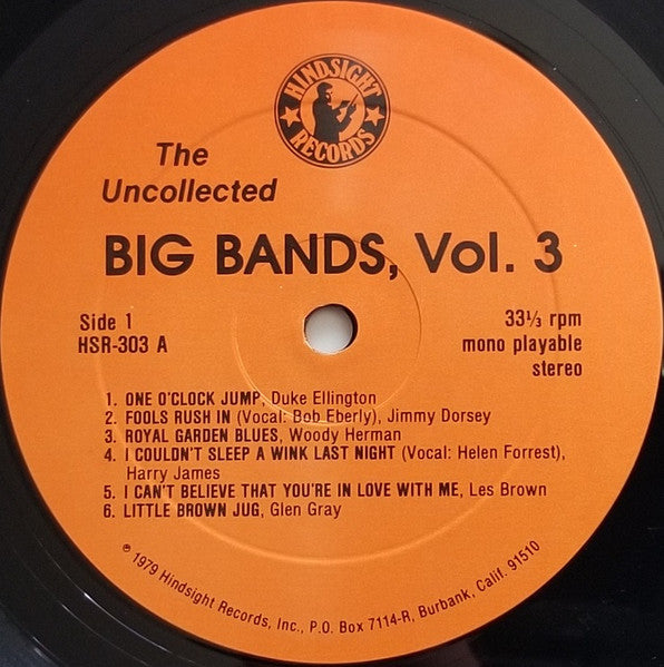 Various : The Uncollected Big Bands Vol. 3 (LP, Album, Mono)