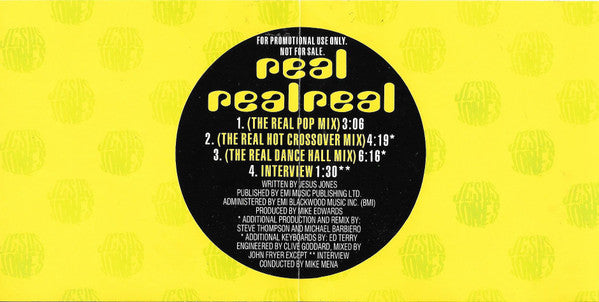 Jesus Jones : Real, Real, Real (CD, Single, Promo)
