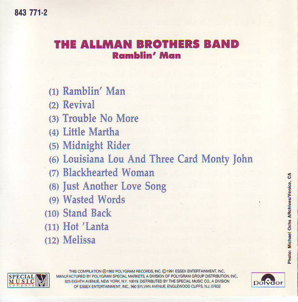 The Allman Brothers Band : Ramblin' Man (CD, Comp)