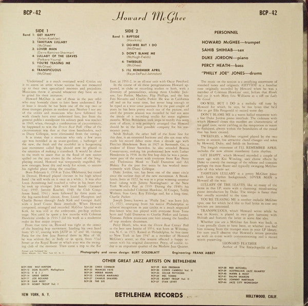Howard McGhee : The Return Of Howard McGhee (LP, Album, Mono)