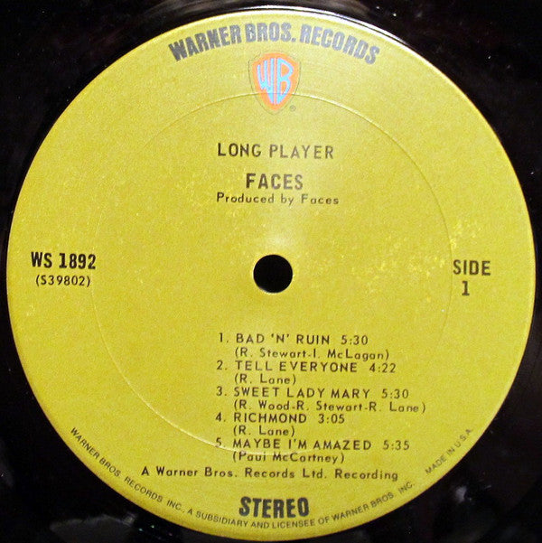 Faces (3) : Long Player (LP, Album, San)