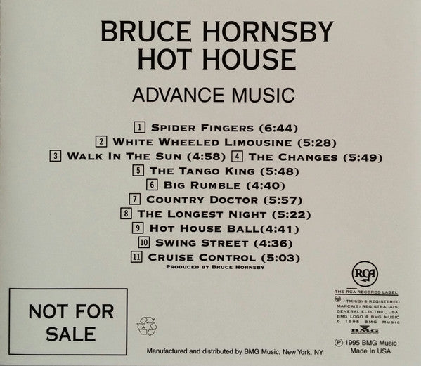 Bruce Hornsby : Hot House (CD, Advance, Album, Promo)