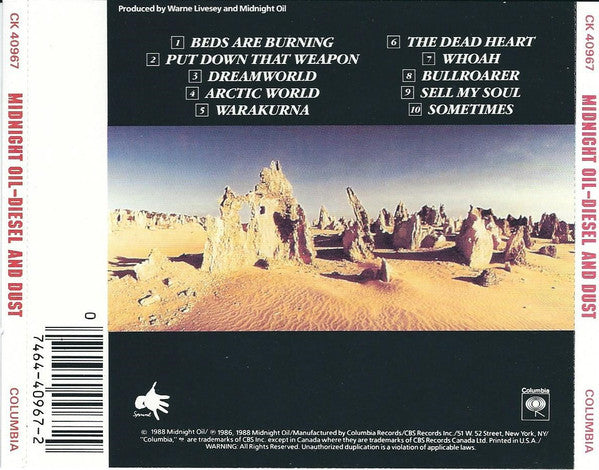 Midnight Oil : Diesel And Dust (CD, Album, RP, DAD)