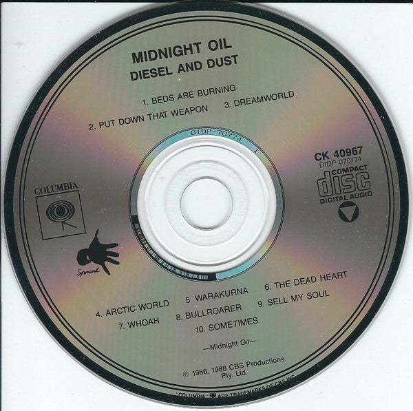 Midnight Oil : Diesel And Dust (CD, Album, RP, DAD)