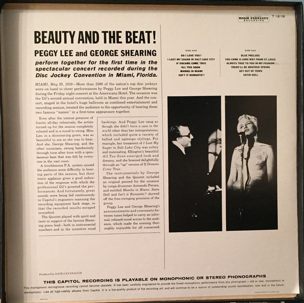 Peggy Lee / George Shearing : Beauty And The Beat! (LP, Album, Promo, Sou)