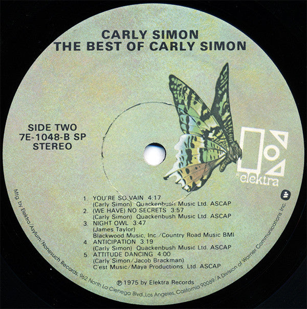 Carly Simon : The Best Of Carly Simon (LP, Comp, SP )