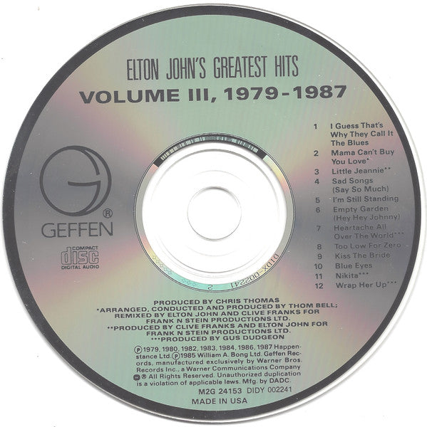 Elton John : Greatest Hits Volume Ill 1979-1987 (CD, Comp, Club)
