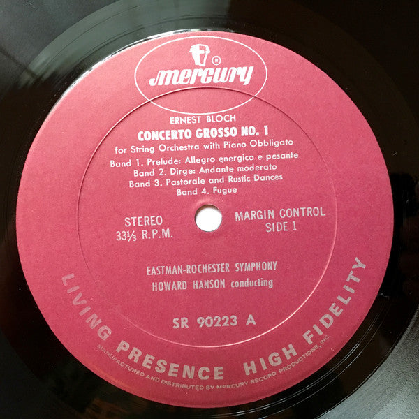 Ernest Bloch, Eastman-Rochester Orchestra Conducted By Howard Hanson : Concerto Grosso No. 1 And No. 2 (LP, RE)