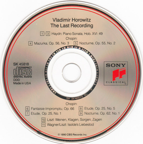 Vladimir Horowitz – Frédéric Chopin · Joseph Haydn · Franz Liszt · Richard Wagner : The Last Recording (CD, Album)