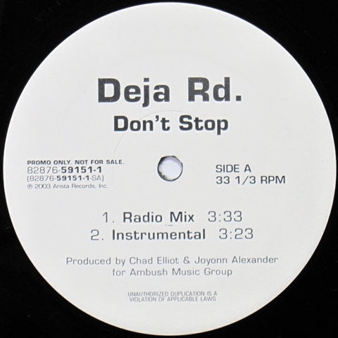 Deja Rd. : Don't Stop (12", Promo)