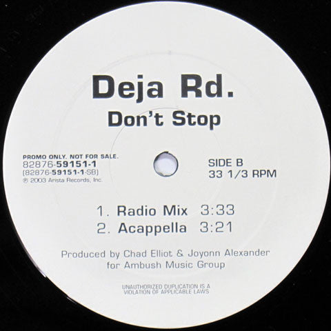 Deja Rd. : Don't Stop (12", Promo)