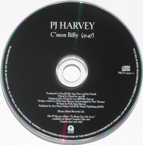PJ Harvey : C'Mon Billy (CD, Single, Promo)