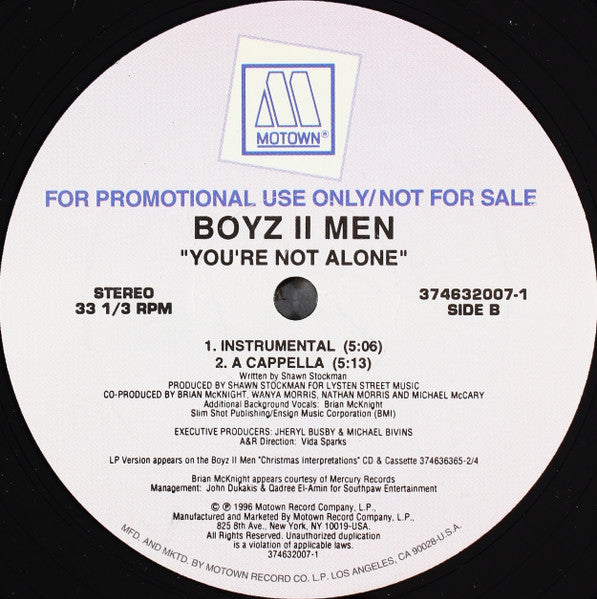 Boyz II Men : You're Not Alone (12", Promo)