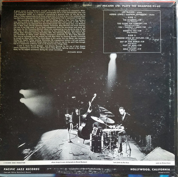 Les McCann Ltd. : Plays The Shampoo At The Village Gate (LP, Album, Mono)