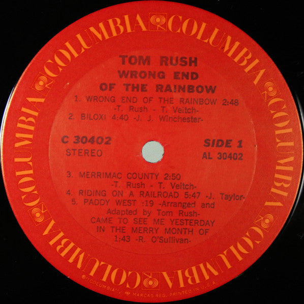 Tom Rush : Wrong End Of The Rainbow (LP, Album, Tex)