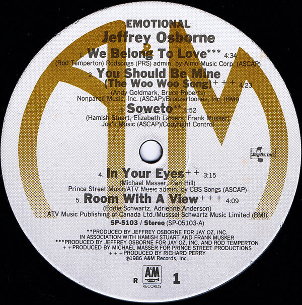 Jeffrey Osborne : Emotional (LP, Album, R)
