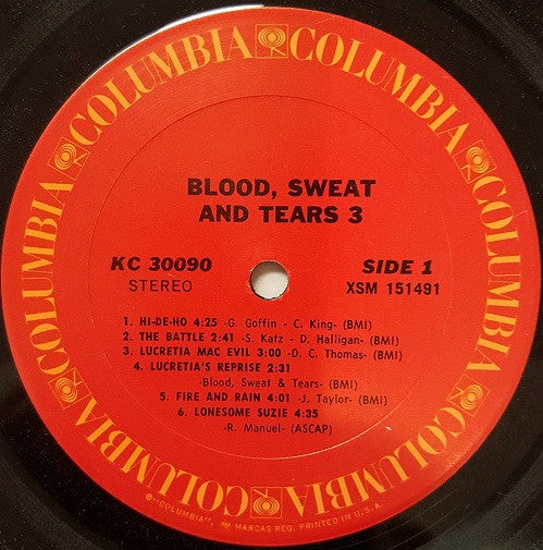 Blood, Sweat And Tears : Blood, Sweat & Tears 3 (LP, Album, San)