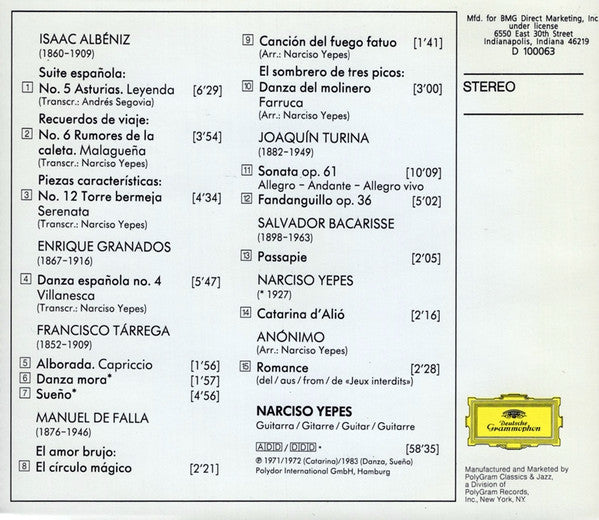 Narciso Yepes : Guitarra Española (CD, Club)