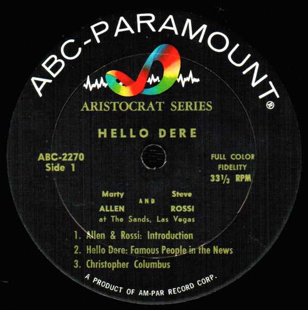Marty Allen And Steve Rossi (3) : Hello Dere!  (LP, Album, Mono)