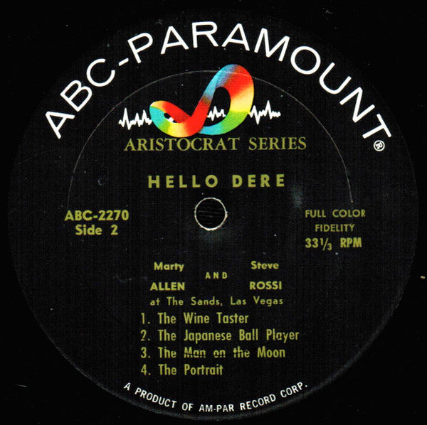 Marty Allen And Steve Rossi (3) : Hello Dere!  (LP, Album, Mono)