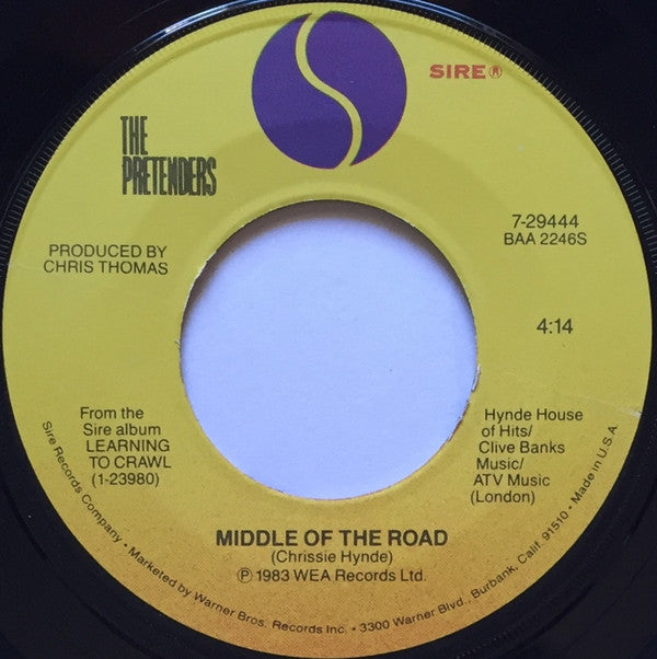 The Pretenders : Middle Of The Road B/W 2000 Miles (7", Single, Win)