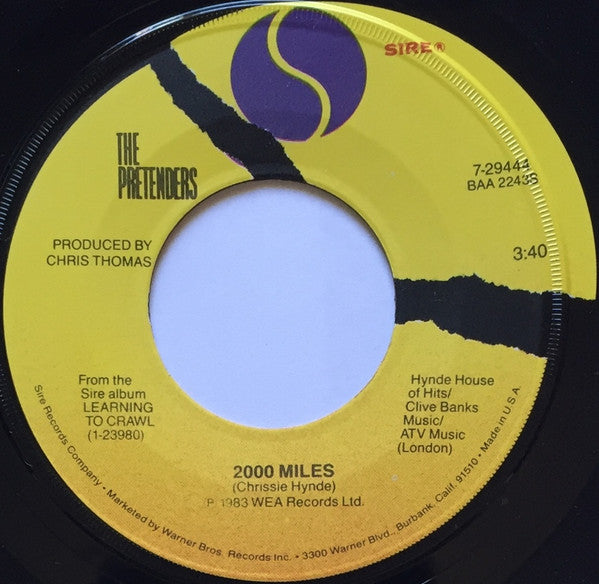 The Pretenders : Middle Of The Road B/W 2000 Miles (7", Single, Win)