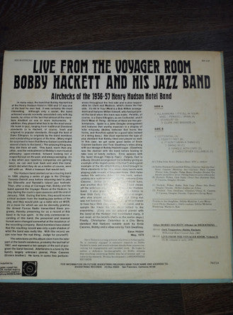 Bobby Hackett And His Jazz Band : Live From The Voyager Room (LP, Album)