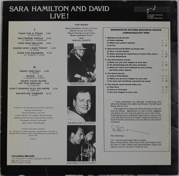 Sara Hamilton And David : Live! (LP, Album)