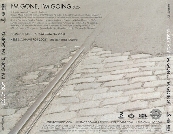 Lesley Roy : I'm Gone, I'm Going (CD, Single, Promo)
