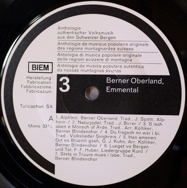 Various : Berner Oberland, Emmental (10", Mono)
