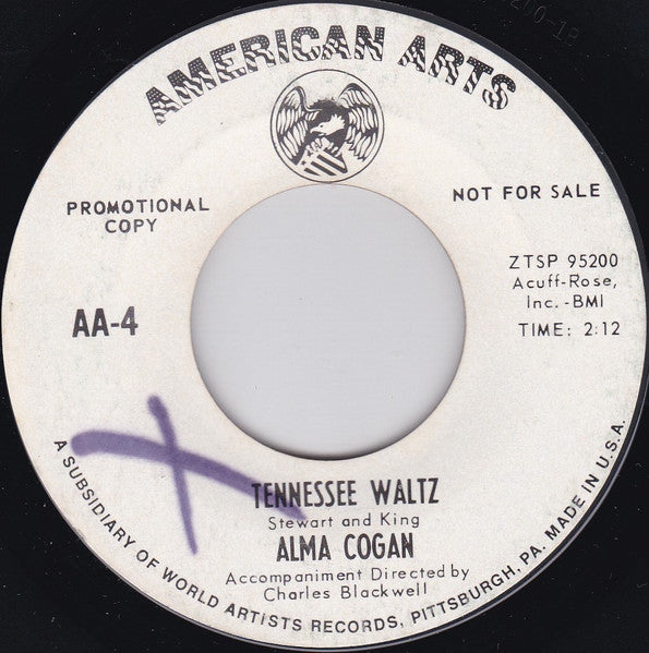 Alma Cogan : Tennessee Waltz / I Love You Much Too Much (7", Promo)